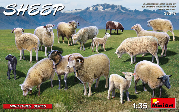 羊 (15頭) プラモデル (ミニアート 1/35 ミニチュアシリーズ No.38042) 商品画像