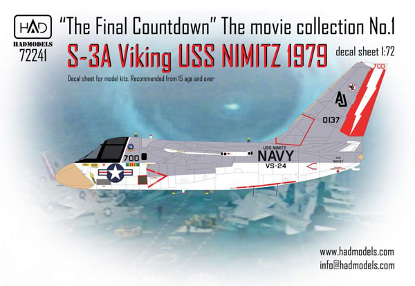 S-3A ヴァイキング USS ミニッツ 1979 ファイナルカウントダウン デカール デカール (HAD MODELS 1/72 デカール No.72241) 商品画像