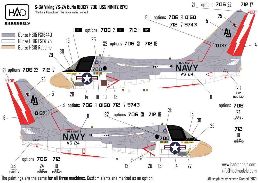 S-3A ヴァイキング USS ミニッツ 1979 ファイナルカウントダウン デカール デカール (HAD MODELS 1/72 デカール No.72241) 商品画像_2