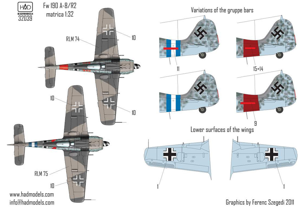 フォッケウルフ Fw190A-8/R2 5./JG300 デカール デカール (HAD MODELS 1/32 デカール No.32039) 商品画像_2