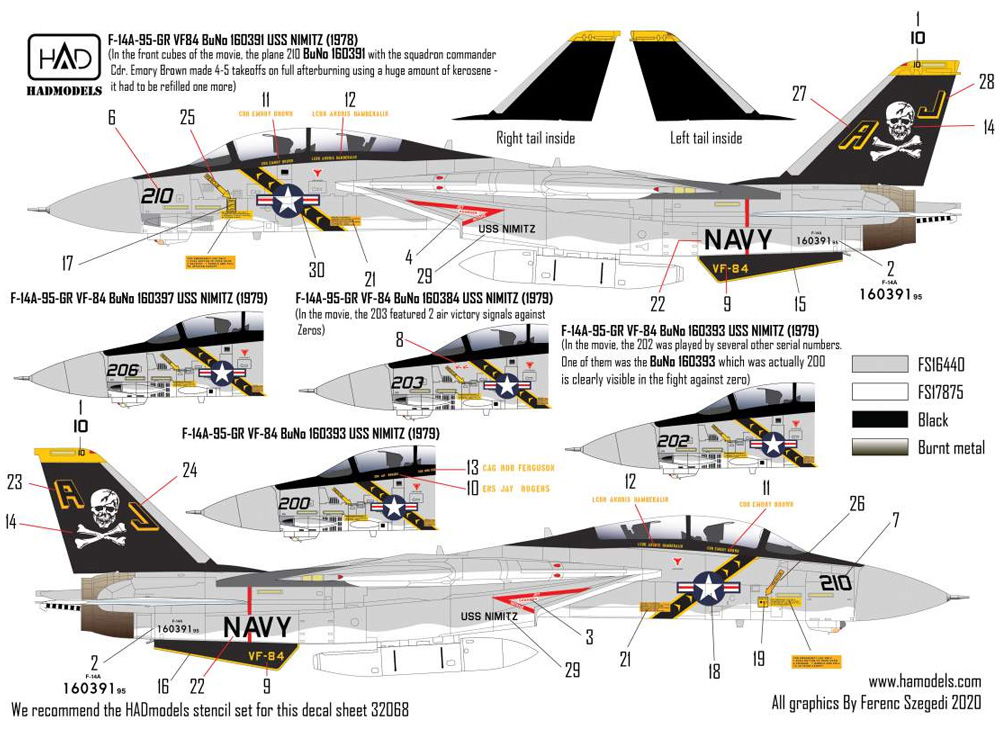 F-14A トムキャット ジョリーロジャース ファイナルカウントダウン デカール デカール (HAD MODELS 1/32 デカール No.32080) 商品画像_2