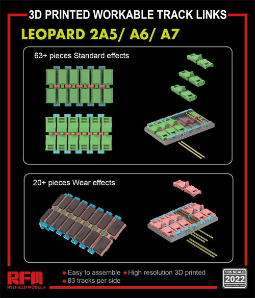 レオパルト 2A5/A6/A7 可動式履帯 (3Dプリンター) レジン (ライ フィールド モデル Upgrade Solution Series No.2022) 商品画像