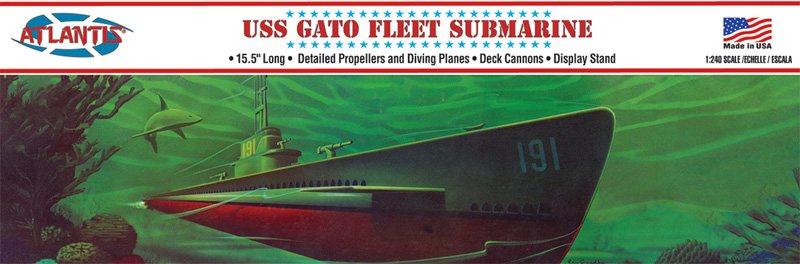 WW2 USS ガトー級 潜水艦 プラモデル (アトランティス プラスチックモデルキット No.L743) 商品画像