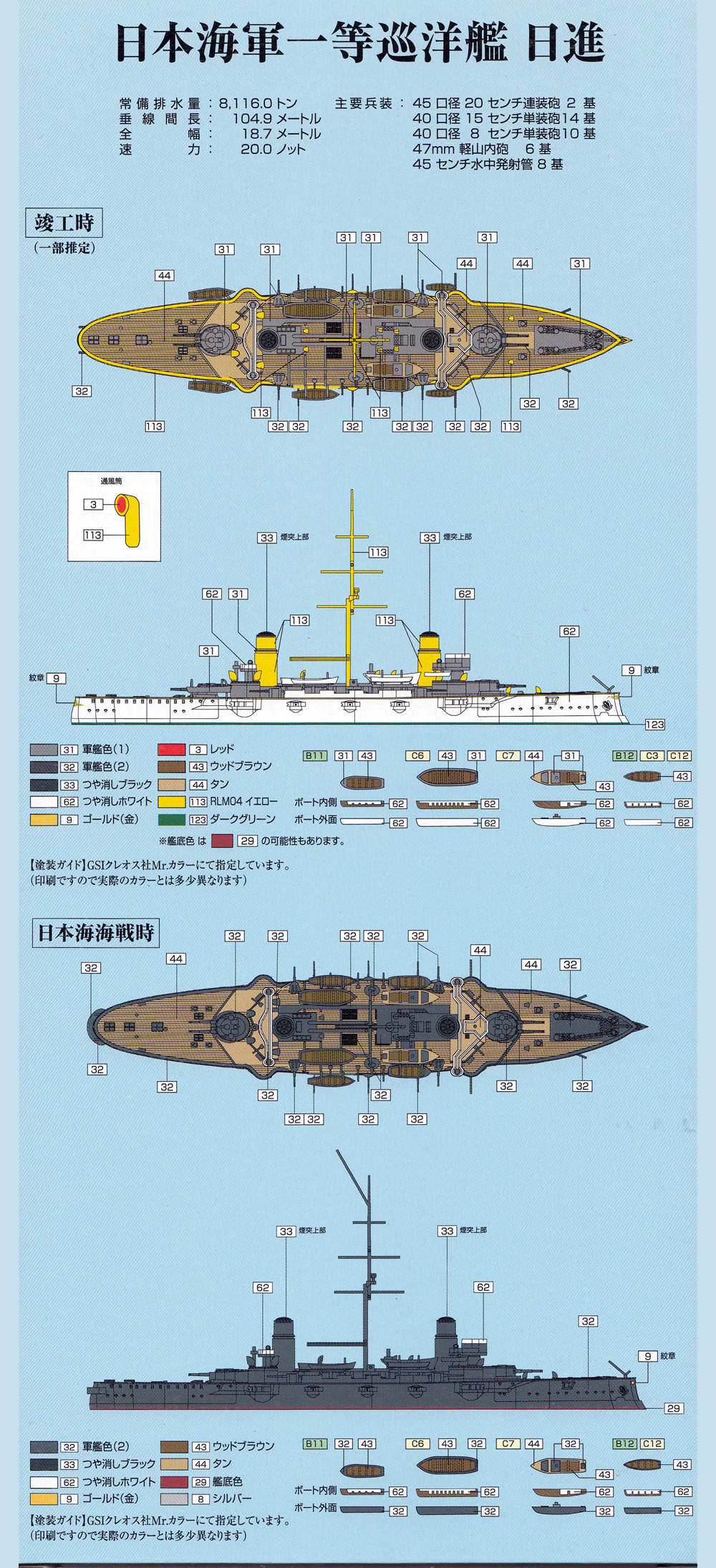 日本海軍 一等巡洋艦 日進 プラモデル (シールズモデル 1/700 プラスチックモデルシリーズ No.SMP-015) 商品画像_1
