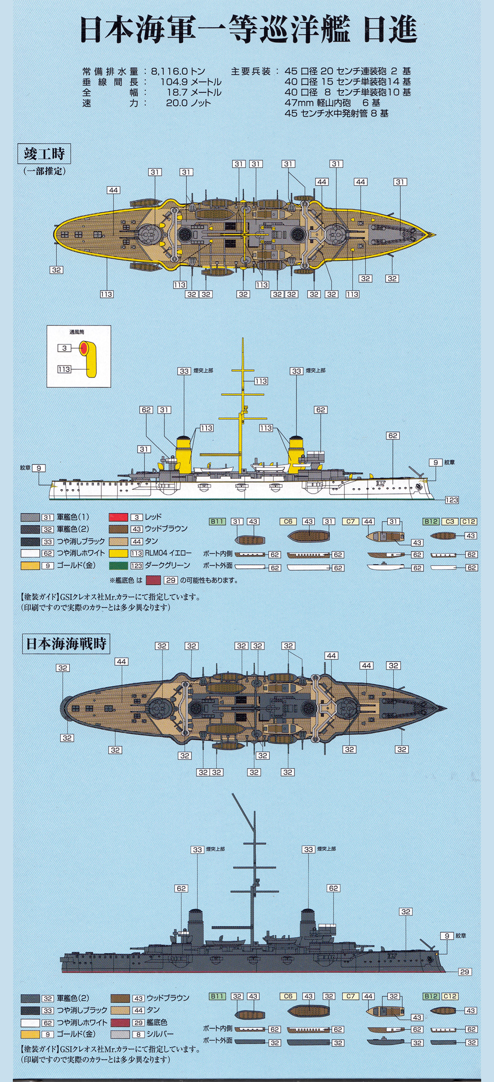 日本海軍 一等巡洋艦 日進 プラモデル (シールズモデル 1/700 プラスチックモデルシリーズ No.SMP-015) 商品画像_1