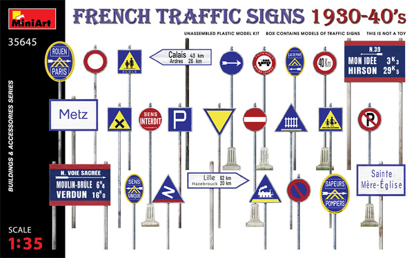道路標識 フランス 1930-40年代 プラモデル (ミニアート 1/35 ビルディング＆アクセサリー シリーズ No.35645) 商品画像