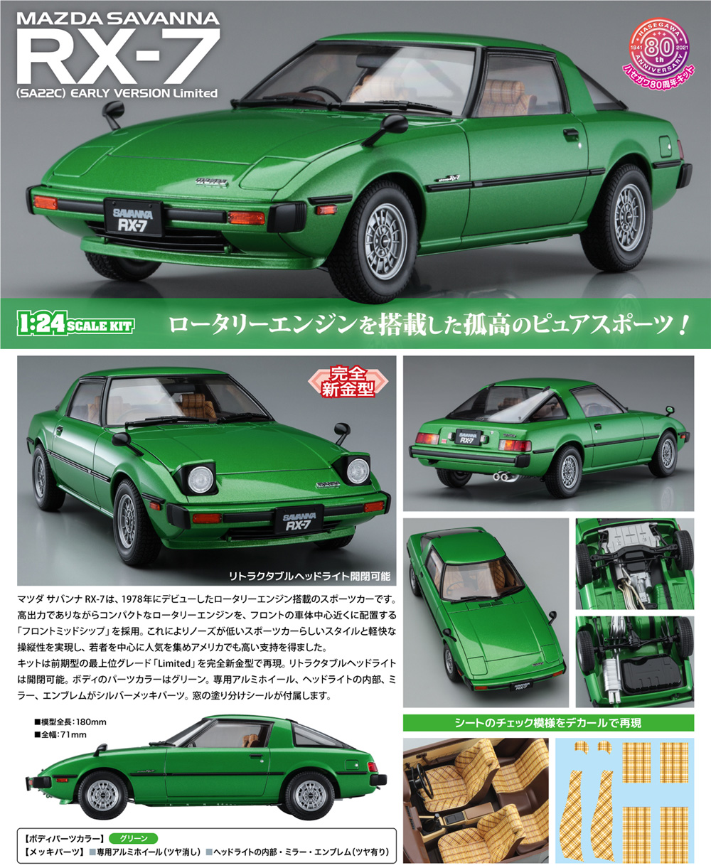 マツダ サバンナ RX-7 (SA22C) 前期型 リミテッド プラモデル (ハセガワ 1/24 自動車 HCシリーズ No.HC043) 商品画像_2