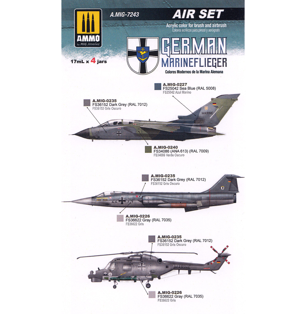 ドイツ連邦海軍 航空機用 カラーセット 塗料 (アモ AIR SET (Acrylic Color) No.A.MIG-7243) 商品画像_1