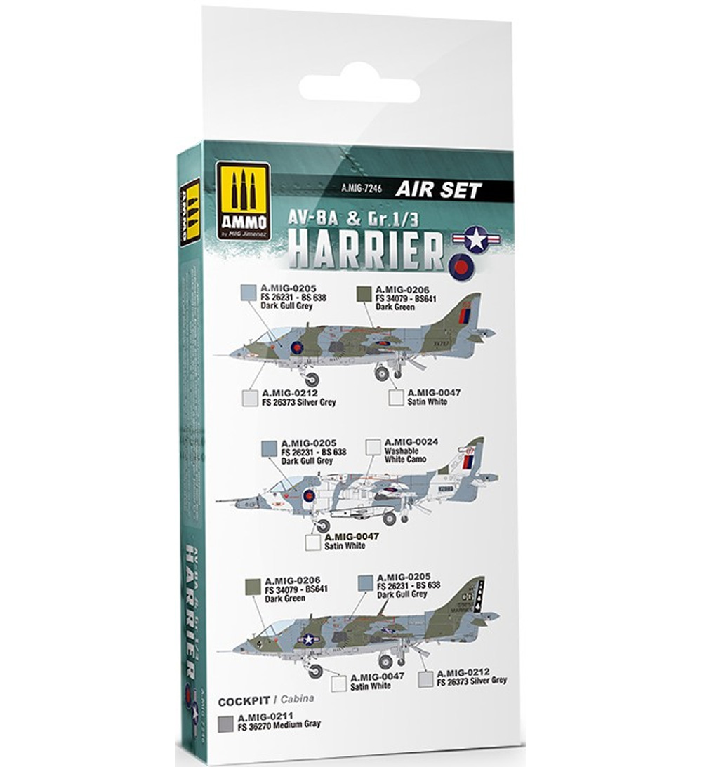 AV-8A & Gr.1/3 ハリアー用 カラーセット 塗料 (アモ AIR SET (Acrylic Color) No.A.MIG-7246) 商品画像_1