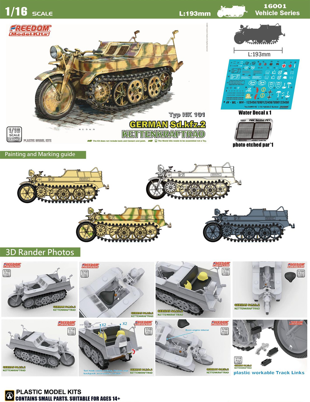 ドイツ Sd.kfz.2 ケッテンクラフトラート Typ HK 101 プラモデル (フリーダムモデル 1/16 ミリタリー No.16001) 商品画像_1