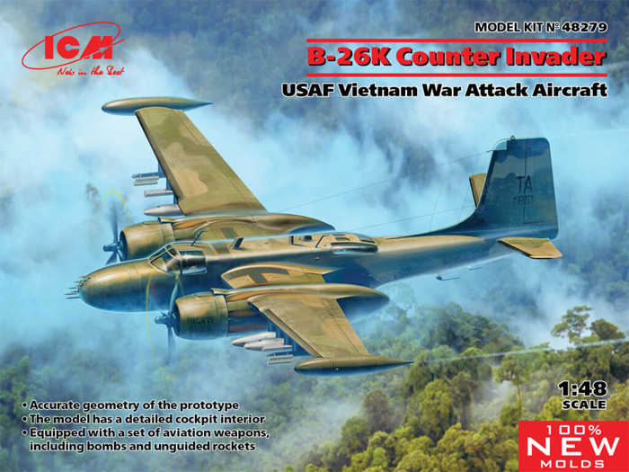 B-26K カウンター インベーダー アメリカ空軍 ベトナム戦争 攻撃機 プラモデル (ICM 1/48 エアクラフト プラモデル No.48279) 商品画像