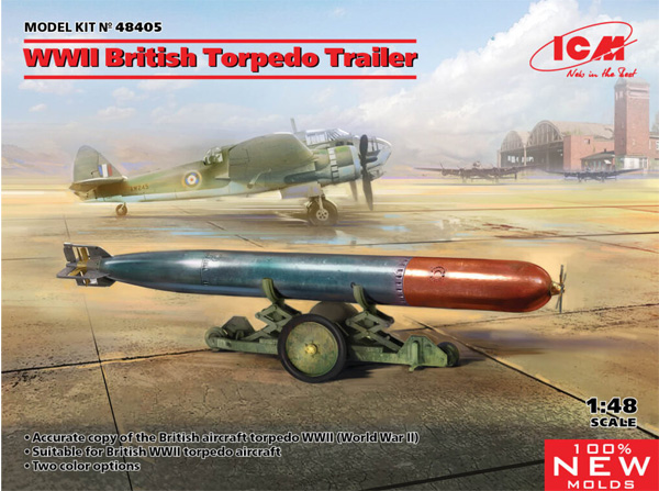 WW2 イギリス 魚雷牽引トレーラー プラモデル (ICM 1/48 エアクラフト プラモデル No.48405) 商品画像