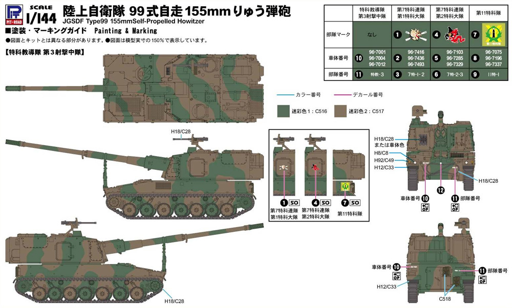 陸上自衛隊 99式 自走155mm りゅう弾砲 プラモデル (ピットロード 1/144 スモールグランドアーマー シリーズ No.SGK004) 商品画像_2