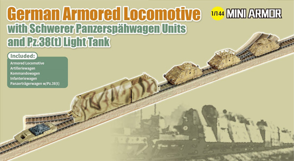ドイツ 装甲機関車 装甲列車ユニット & Pz.38(t) 戦車 プラモデル (ドラゴン 1/144 ミニアーマー No.14151) 商品画像